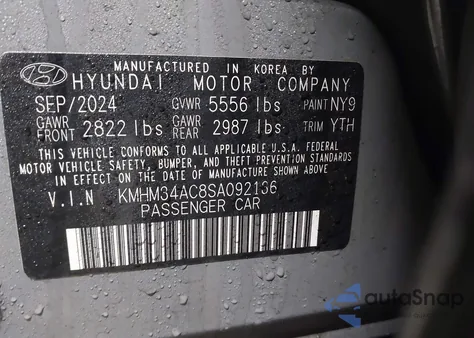2025 Hyundai Ioniq 6 Sel from USA, damaged, VIN KMHM34AC8SA092136